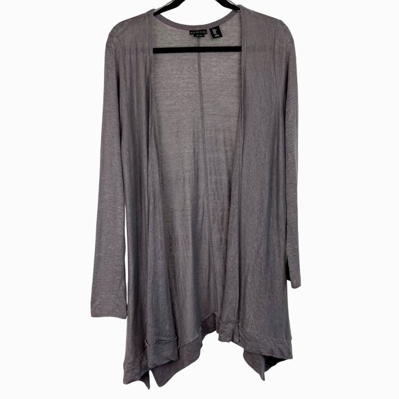 Tahari Womens Size Medium Lightweight Open Front Cardigan Gray 100% Linen EUC - Picture 1 of 14